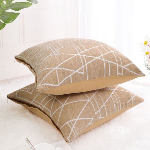 2pcs Polyester Cover Sofa Throw Pillow Case Pale Brown - Picture 3 of 6